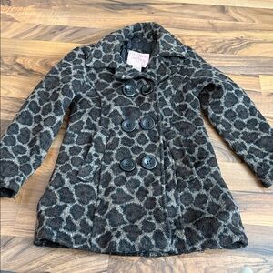 Leopard Print Kids Pea Coat